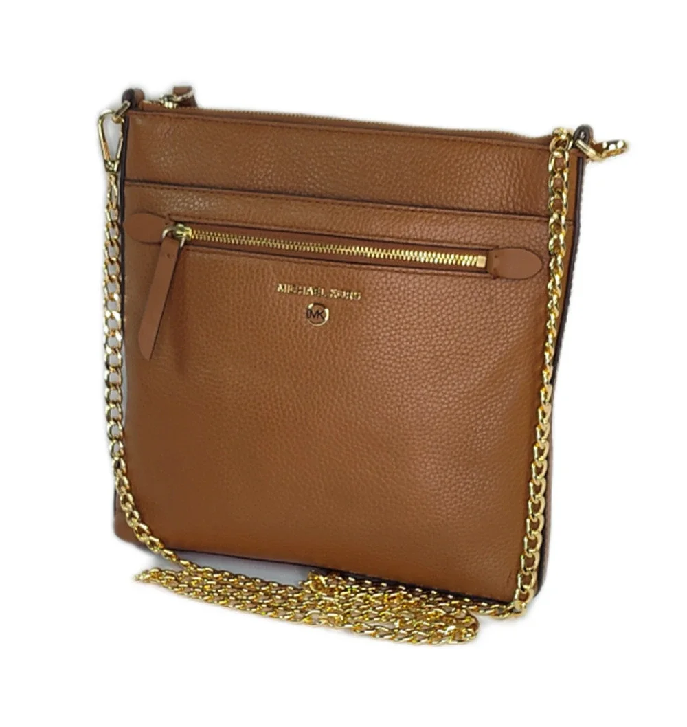 Michael Kors Jet Set Charm Small Flat Crossbody-Luggage/Tan/Brown-NWOT
